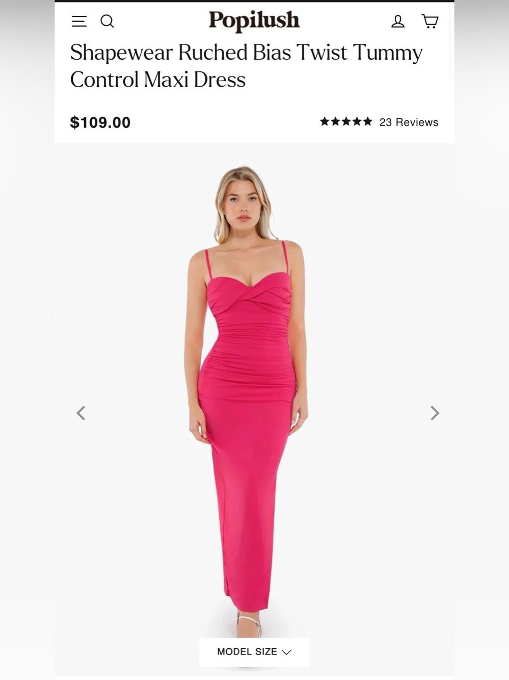 Popilush Hot Pink Ruched Sweetheart Maxi Dress